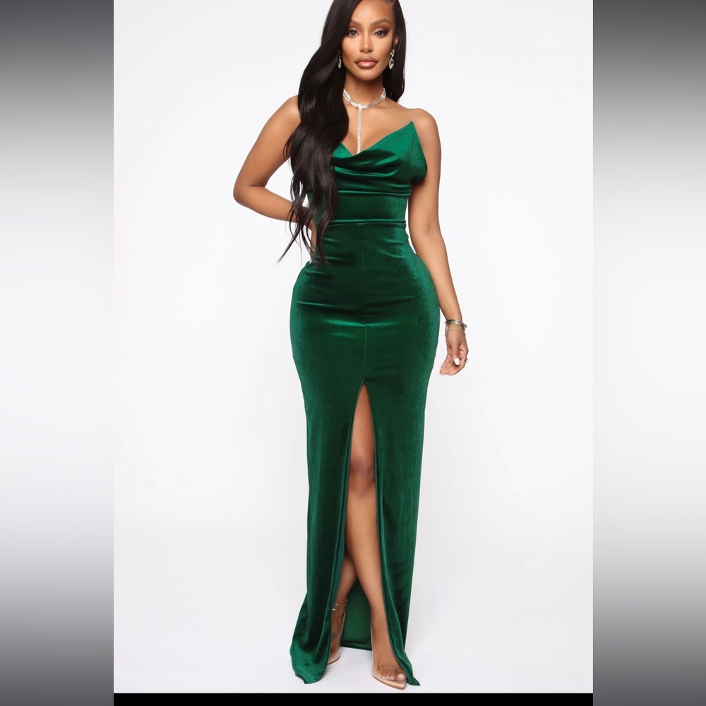 Velvet backless cowl neck maxi dress Fashion Nova